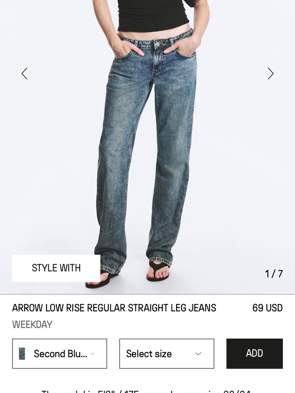 Size 27 Weekday Vintage Straight-Leg Jeans
